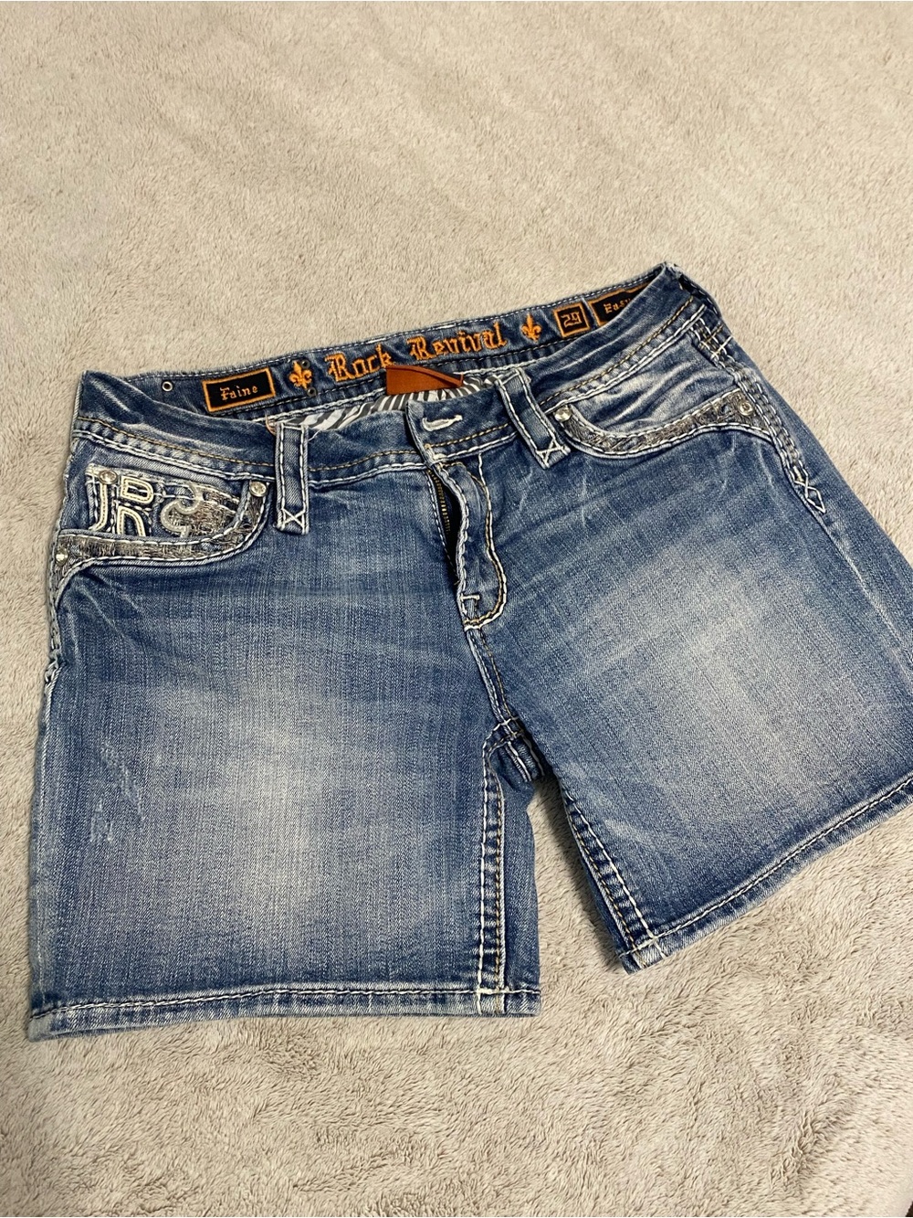 Rock Revival Women's Distressed Medium Blue Denim Shorts